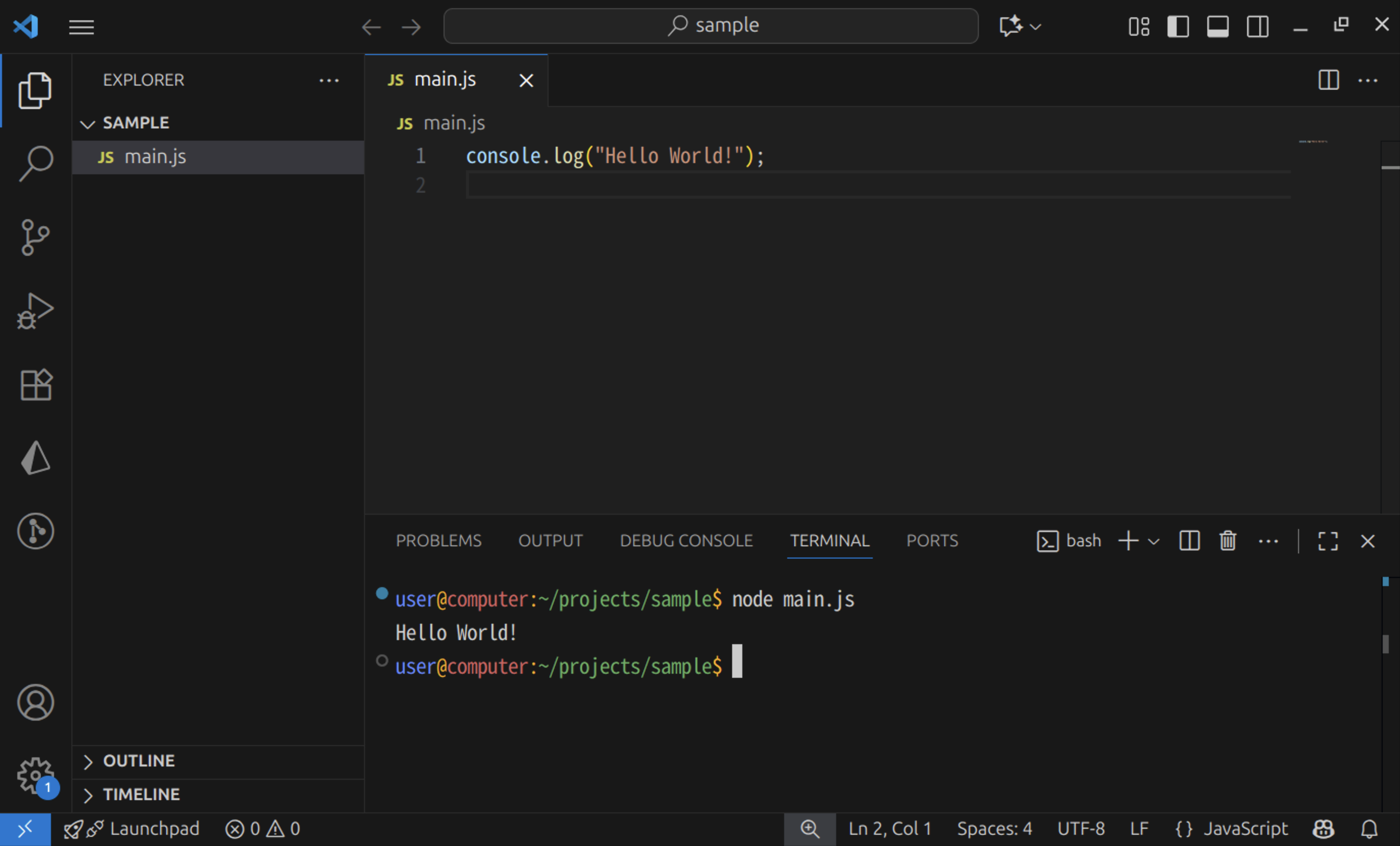 Hello Worldを実行